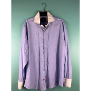Hawes & Curtis York Slim Fit Dress Shirt XL | Light Blue Contrast Collar & Cuffs